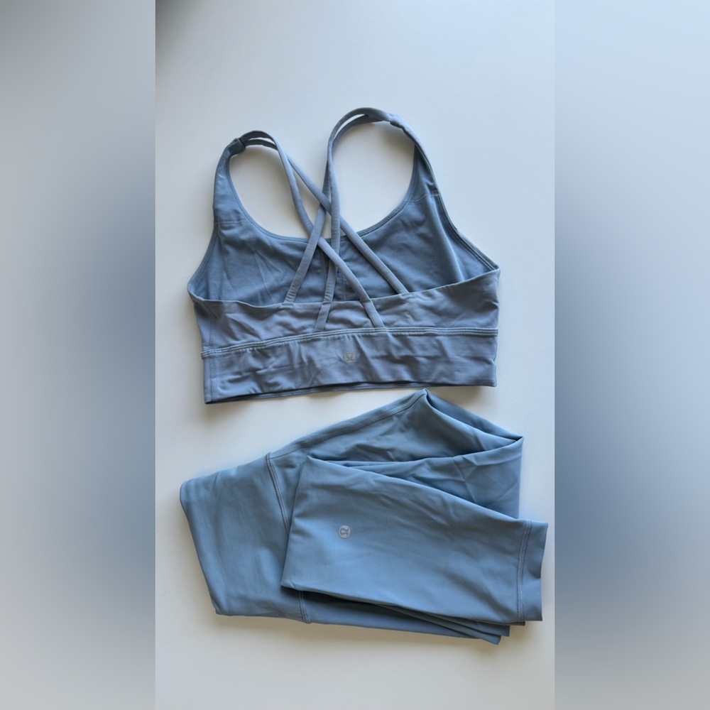 Lululemon Wunder train High-Rise leggings 28" with matching top color Chambray